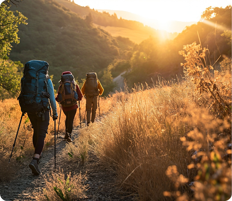 Hikers on a trail